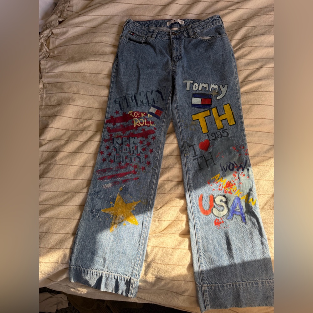 Vintage Tommy Hilfiger Hand-Painted Americana Jeans | Custom Art Denim | Size 6